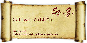 Szilvai Zalán névjegykártya
